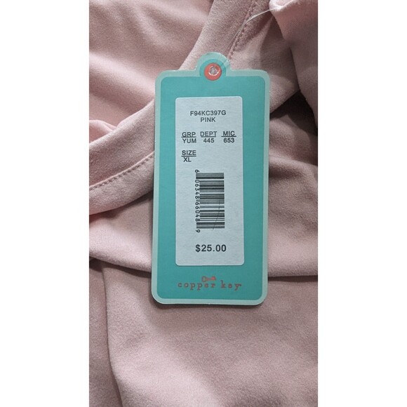 Copper Key Shirt Womens XL(16) Light Pink Long Sleeve Crew Neck Twist Front Top - Picture 8 of 8